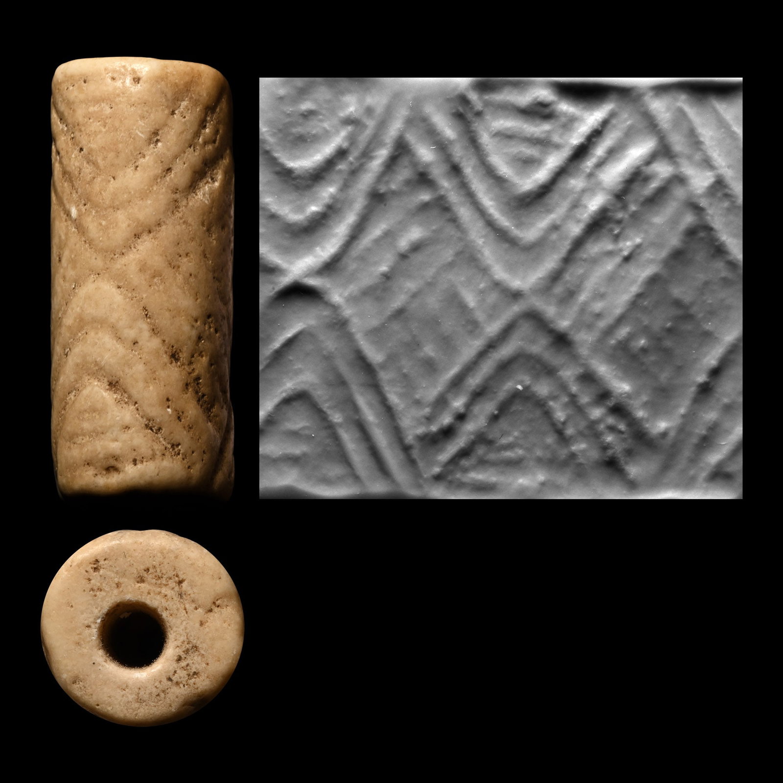 Large Jemdet Nasr Type Cream Stone Geometric Cylinder Seal (1 of 1)