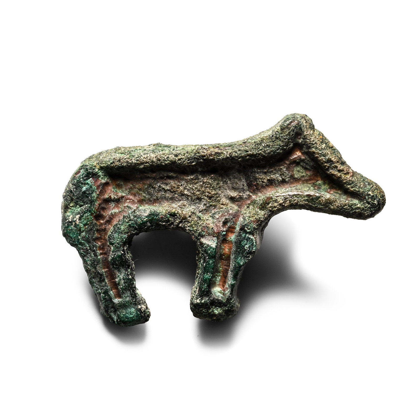 West Central Asian Bronze Piglet-Shaped Seal Matrix: Circa 2300-2000 B.C. Shaped as a standing piglet with a loop on the reverse, accompanied by an old scholarly note, typed and signed by W.G. Lambert, late Professor of Assyriology, University of Birmin