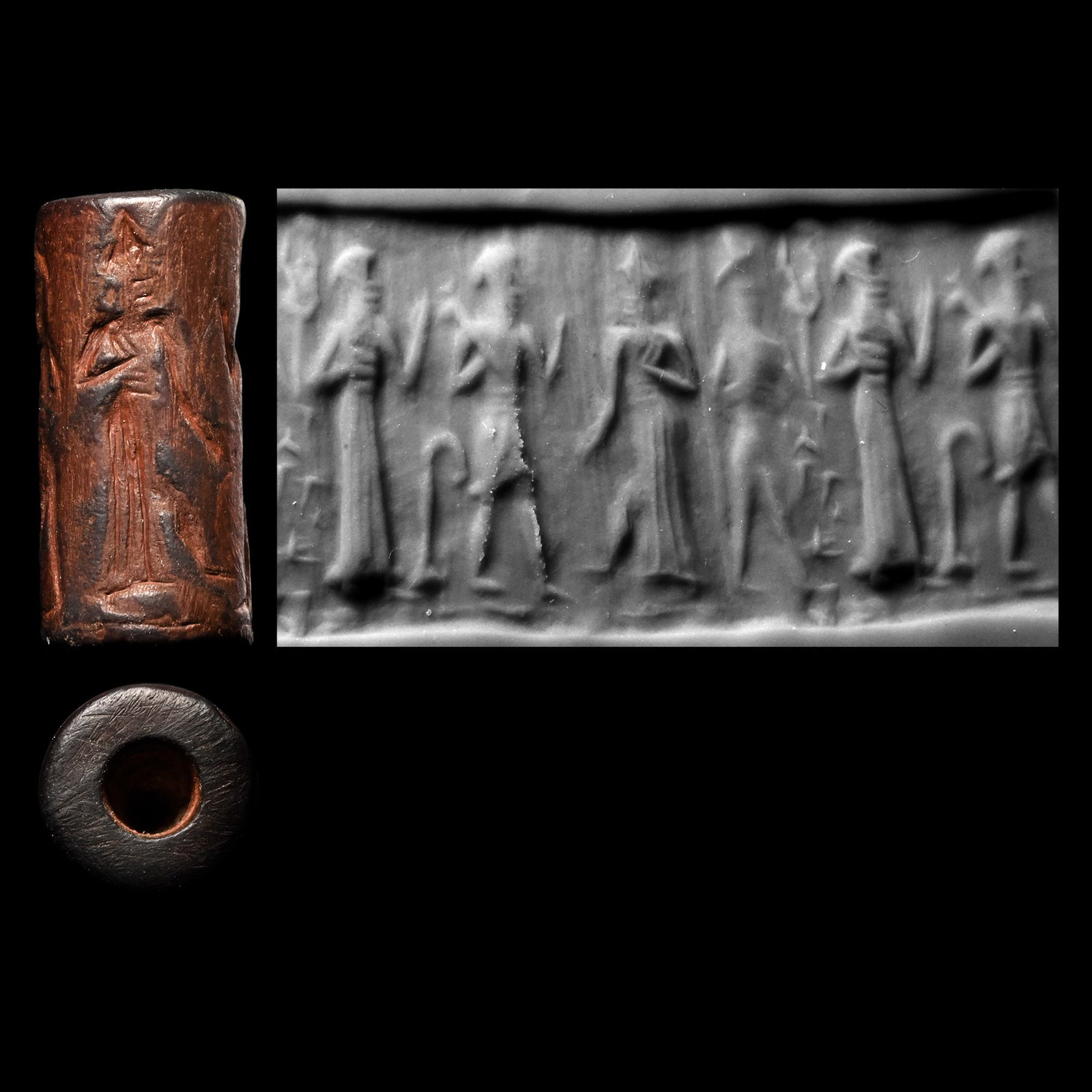 Western Asiatic Grey Stone Cylinder Seal with Processional Scene (1 of 1)