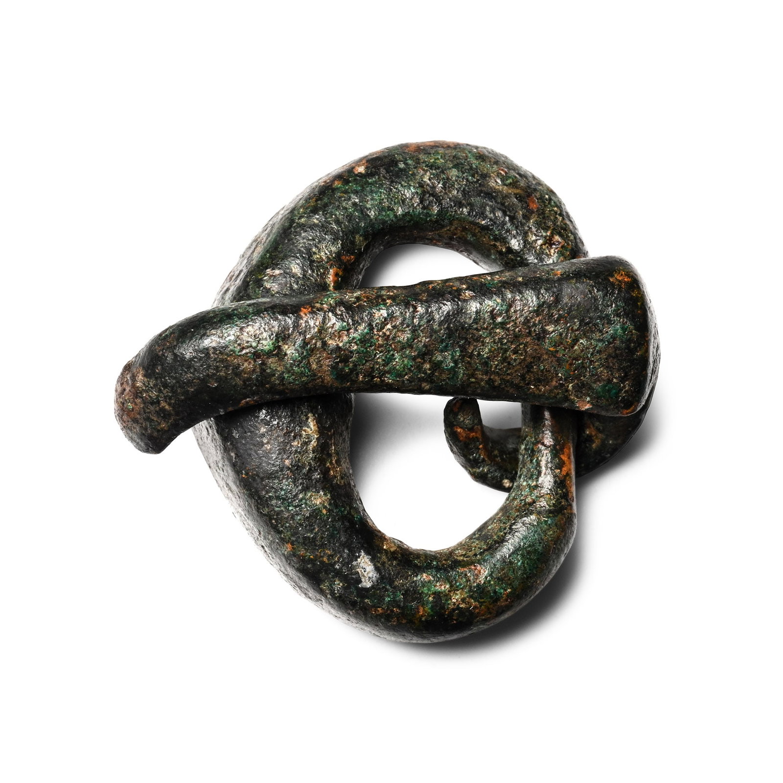 Germanic Bronze Buckle: 6th-9th century A.D. Comprising a thick D-shaped loop and a D-section curving tongue. 36 grams, 52 mm (2 in.). [No Reserve] From the private collection of Graham Slater (1927-2024), Cambridge, UK; for
