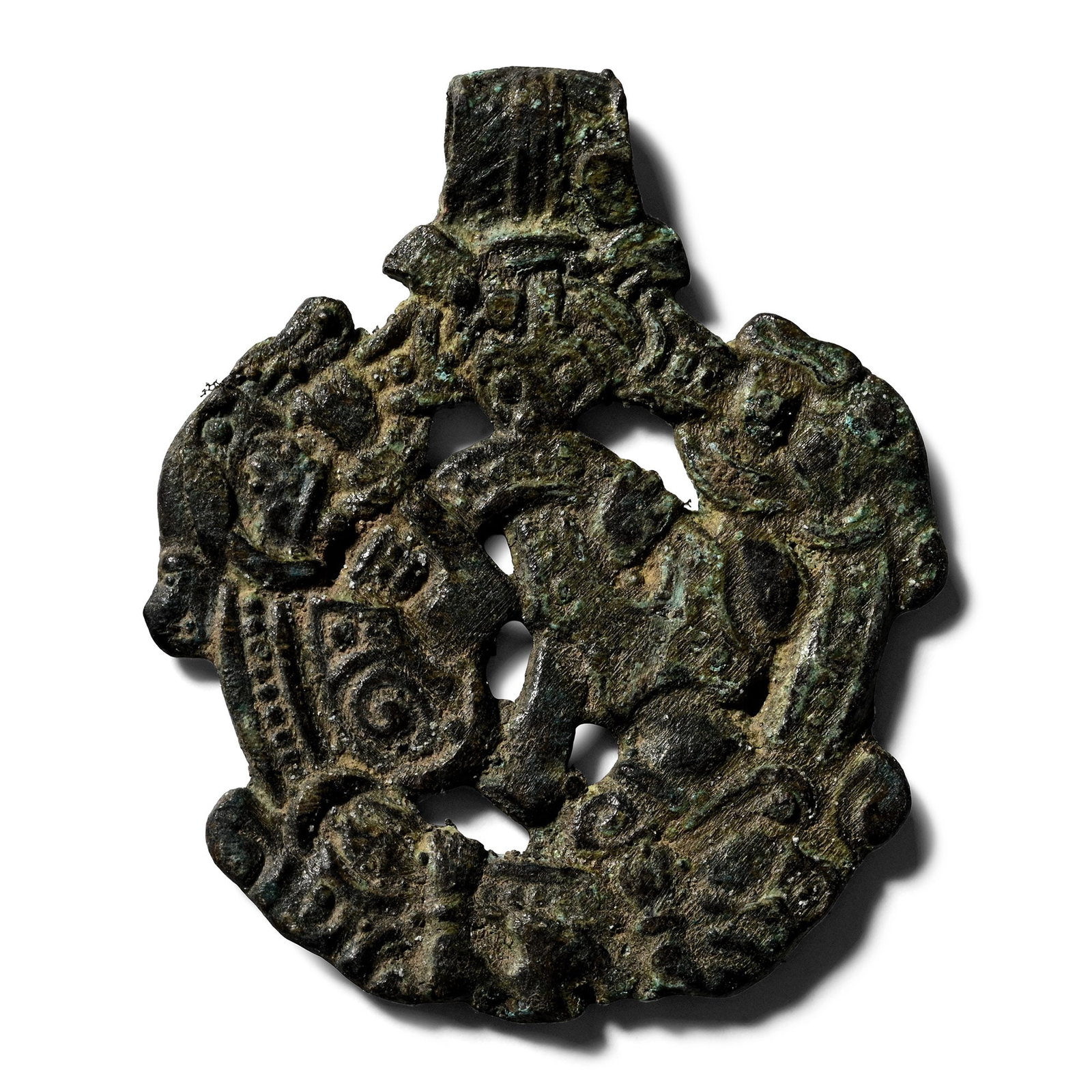 Scandinavian Viking Bronze Gripping Beast Pendant (1 of 1)
