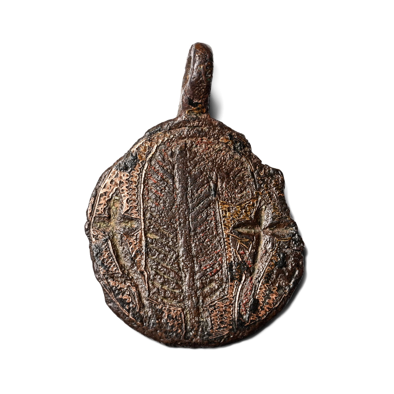 Medieval Knight's Bronze Heraldic Horse Harness Pendant with Feather (1 of 1)