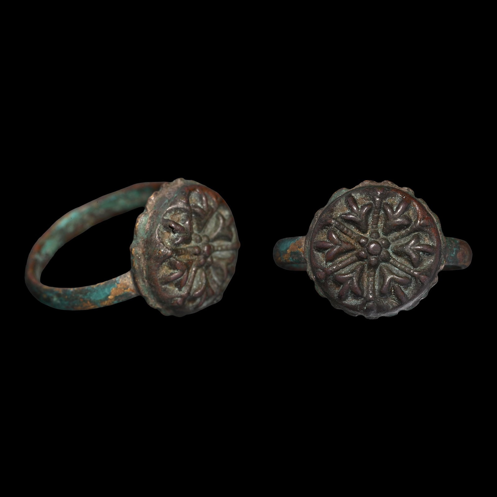 Tudor Bronze Ring with Floral Bezel (1 of 1)