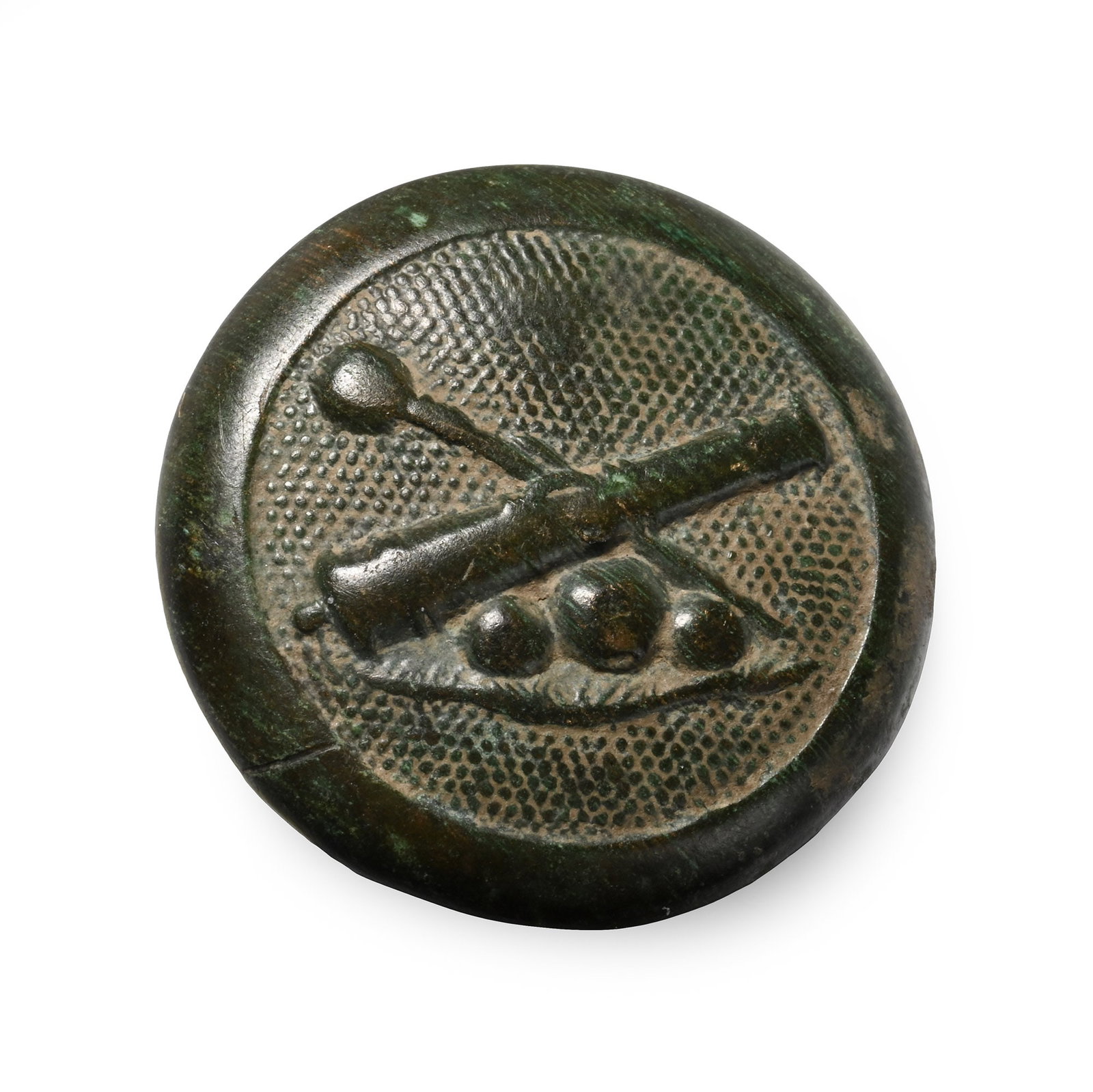 WWI Bronze Button with Cannon and Shot (1 of 1)