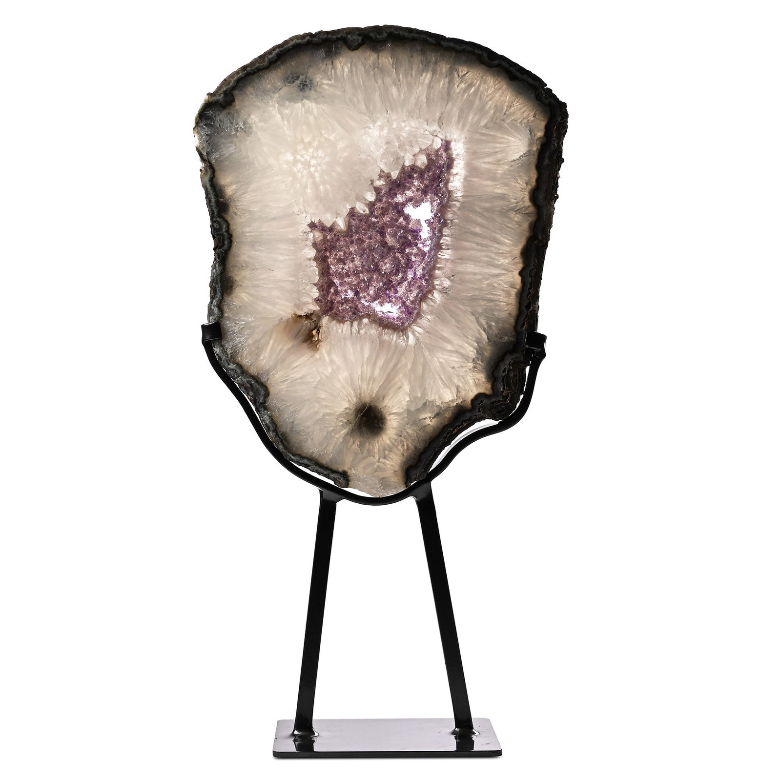 White Quartz Geode Slice with Amethyst Core (1 of 1)
