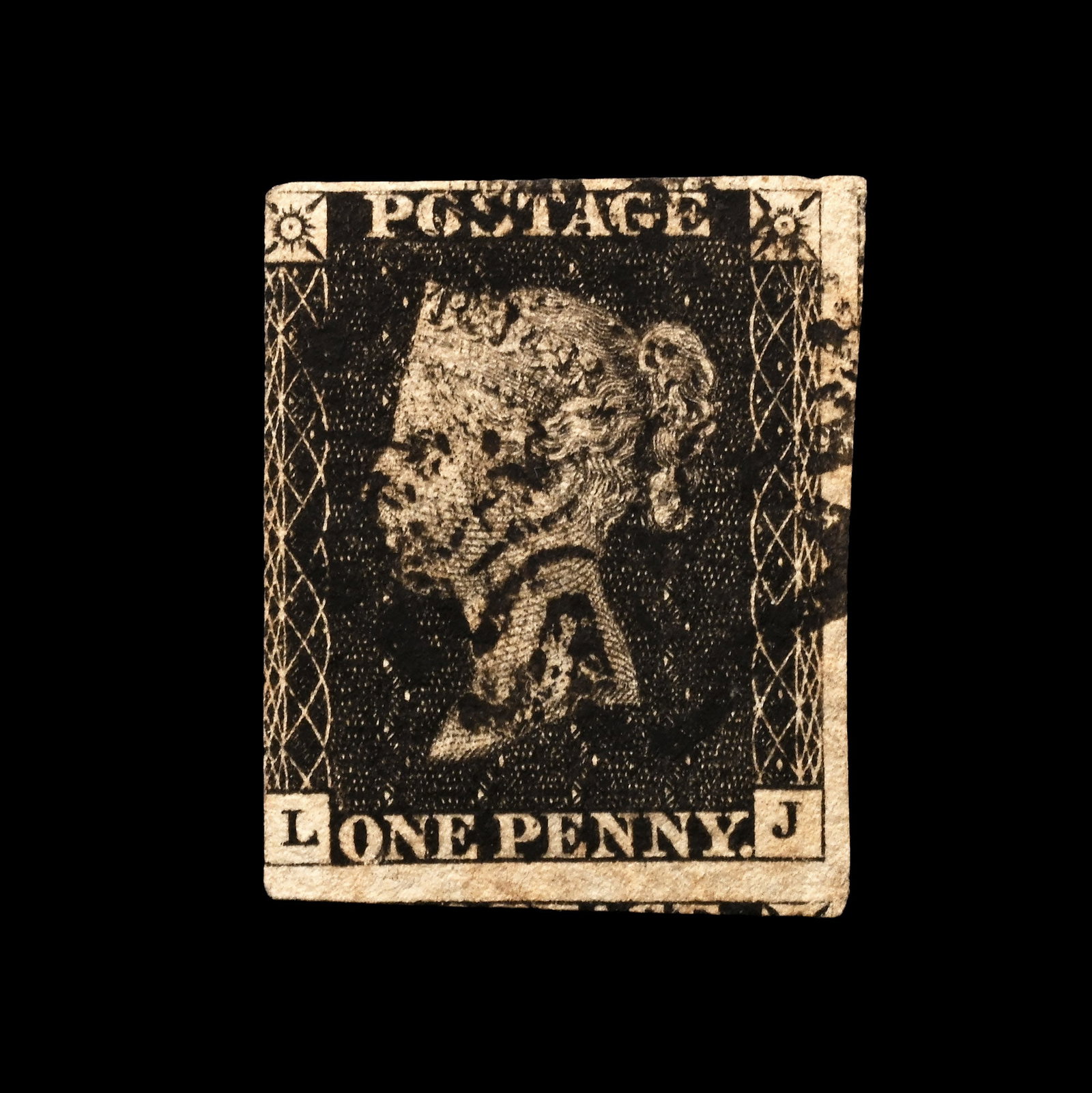 Victorian Penny Black with 'Manchester' Maltese Cross (1 of 1)