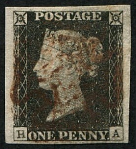 1d Pl.2 ('HA' defective letter 'H') 'BROWNISH' MX: Good central strike, 4 good-large margins, sound. (Spec.AS14f.vi) (c. ?3,000). Acquired on the UK philatelic market. From the property of an English gentleman. TimeLine Auctions follows a rigorous vet