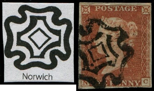 1d Pl.19 'NC' 'NORWICH' MX: Fine strike, good 4 margins. (Spec.BS8.tz) (c. ?450). Acquired on the UK philatelic market. From the property of an English gentleman. TimeLine Auctions follows a rigorous vetting process to ensure th