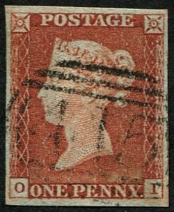 1d Pl.54 'OI' ('E' FLAW) VFU: Light upright '415' (Kidderminster) numeral, good four margins. (Spec.BS43f) (c. ?60). Acquired on the UK philatelic market. From the property of an English gentleman. TimeLine Auctions follows a rigo