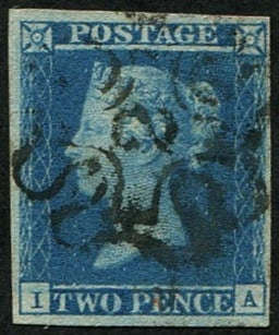 2d Pl.3 'IA' 'NO. 2' IN MX: Fine strike, good 4 margins & sound. (c. ?650). Acquired on the UK philatelic market. From the property of an English gentleman. TimeLine Auctions follows a rigorous vetting process to ensure the auth