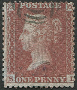 1d SG 24 (RARE Pl.18 'SL') VFU: Light cancel at top, light ink mark on reverse, otherwise fresh & sound. (Spec.C3) With Mike Williams Cert (c. ?850). Acquired on the UK philatelic market. From the property of an English gentleman. T