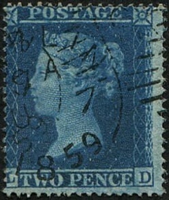 2d SG 36a (Pl.6 'LD'): 'CDS' USED, crisp '1859' CDS. (scarce to get CDS). Acquired on the UK philatelic market. From the property of an English gentleman. TimeLine Auctions follows a rigorous vetting process to ensure the a