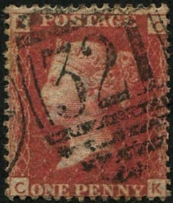 1d SG 43, Pl.225 VFU: PERFECTLY CENTRED, crisp light '321' (Grantham) numeral. (c. ?700). Acquired on the UK philatelic market. From the property of an English gentleman. TimeLine Auctions follows a rigorous vetting proces
