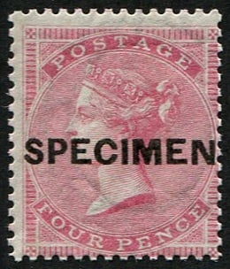 4d SG 64s (MEDIUM GARTER) OVPT. 'SPECIMEN' TYPE 2 U/M (1 of 1)
