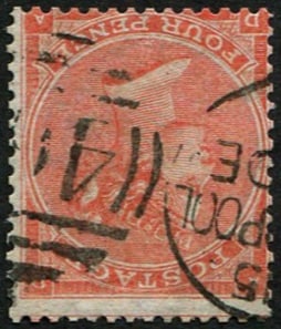 4d SG 80wi 'Pale-Red' 'WMK.INV' VFU: Part 'Liverpool' CDS & numeral. Fresh & scarce. (c. ?375). Acquired on the UK philatelic market. From the property of an English gentleman. TimeLine Auctions follows a rigorous vetting process to ensu