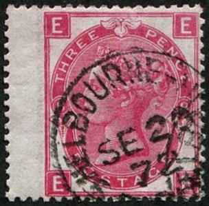 3d SG 102 Pl.8 Variety, 'VERY DEEP ROSE' VFU: 'Shelbourne Hotel.Dublin.1872' CDS. Amazing colour. Acquired on the UK philatelic market. From the property of an English gentleman. TimeLine Auctions follows a rigorous vetting process to ensure the 