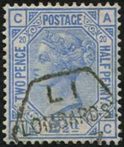 2 1/2d SG 142, Pl.20 VFU: Perfectly centred, 'Lombard St' hexagonal CDS (difficult to get CDS). Acquired on the UK philatelic market. From the property of an English gentleman. TimeLine Auctions follows a rigorous vetting proc