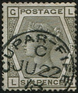 6d SG 146, Pl.15 'DEEP-GREY' VFU: Upright 'Cupar-Fife.1878' CDS. Acquired on the UK philatelic market. From the property of an English gentleman. TimeLine Auctions follows a rigorous vetting process to ensure the authenticity and lega