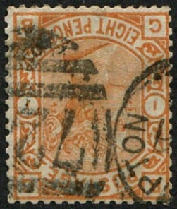 8d SG 156wi 'WMK. INV' FU: Well centred, part 'Southampton' CDS & numeral. Fresh with rich colour. Scarce. (c. ?900). Acquired on the UK philatelic market. From the property of an English gentleman. TimeLine Auctions follows a 