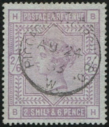 2/6d SG 175 ON 'BLUED PAPER' VFU: 'Piccadilly Circus.1883' CDS, excellent bluing. Fresh. (c. ?1,500). Acquired on the UK philatelic market. From the property of an English gentleman. TimeLine Auctions follows a rigorous vetting proces