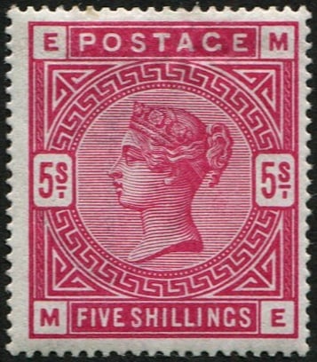 5/- SG 181 VARIETY, 'DEEP CRIMSON' MINT: Fine L/M very fresh with amazing colour. (c. ?975+). Acquired on the UK philatelic market. From the property of an English gentleman. TimeLine Auctions follows a rigorous vetting process to ensure the