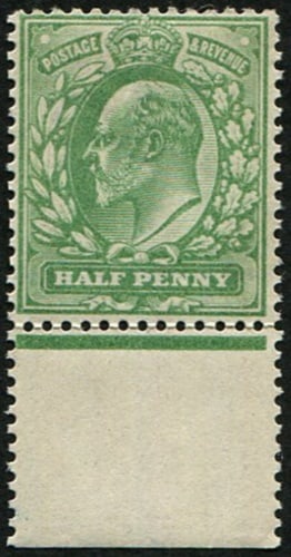 1d SG 218 Variety 'DEEP YELLOW-GREEN' U/M: Marginal (Listed by Hendon, Spec.M2/2.var). Acquired on the UK philatelic market. From the property of an English gentleman. TimeLine Auctions follows a rigorous vetting process to ensure the authenti