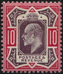 10d SG 254(2) 'SLATE-PUR' U/M: Pristine fresh, difficult. (Spec.M42/2) With RPS Cert. Acquired on the UK philatelic market. From the property of an English gentleman. TimeLine Auctions follows a rigorous vetting process to ensure t