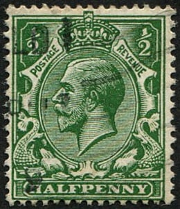 1/2d SG 353(4) 'VERY DEEP GREEN' VFU: Light wavy line cancels, fine colour of this scarce shade. (Spec.N14/5) With Brandon Cert. Acquired on the UK philatelic market. From the property of an English gentleman. TimeLine Auctions follows a 