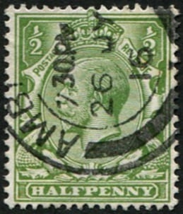 1/2d SG 354(12) 'OLIVE-GREEN' VFU: '1916' CDS. Fab colour. (Spec.N14/12). Acquired on the UK philatelic market. From the property of an English gentleman. TimeLine Auctions follows a rigorous vetting process to ensure the authenticity 