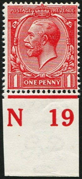 1d SG 360(12) VARIETY, 'DEEP BRIGHT CARMINE-RED': Control 'N19'(I) fine M/M. (Listed by Hendon). (Spec.N16/12.var) With Hendon Cert. Acquired on the UK philatelic market. From the property of an English gentleman. TimeLine Auctions follows a rigorous