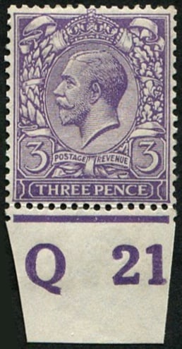 3d SG 376(12) 'BROWNISH-VIOLET' U/M: Control 'Q21'(I), fresh. (Spec.N22/12). Acquired on the UK philatelic market. From the property of an English gentleman. TimeLine Auctions follows a rigorous vetting process to ensure the authenticity