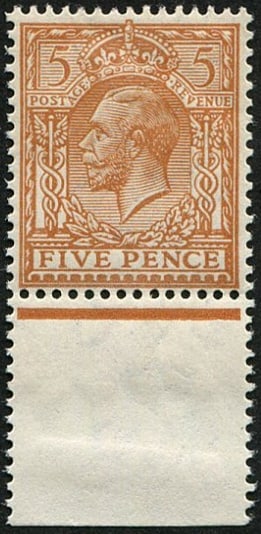 5d SG 382 VARIETY 'PALE GINGER BROWN' U/M: Pristine fresh (from the '1917' ptg, Spec.N25/3.var) With Hendon Cert. Acquired on the UK philatelic market. From the property of an English gentleman. TimeLine Auctions follows a rigorous vetting pro
