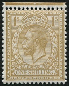 1/- SG 395 VARIETY, 'VERY PALE BISTRE-BROWN' U/M: Superb fresh of this scarce shade variety. (Spec.N32/2.var) With Hendon Cert. Acquired on the UK philatelic market. From the property of an English gentleman. TimeLine Auctions follows a rigorous vett