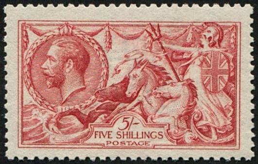 5/- SG 409(2) 'Carmine' U/M: Superb fresh of this scarce shade. (Spec.N67/2) With Wenvoe Cert. Acquired on the UK philatelic market. From the property of an English gentleman. TimeLine Auctions follows a rigorous vetting process 