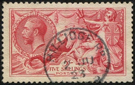 5/- SG 416(1) 'ROSE-CARMINE' VFU: Crisp upright 'Hillidge Rd.1923' CDS, well centered. (Spec.N68/1) (c. ?135). Acquired on the UK philatelic market. From the property of an English gentleman. TimeLine Auctions follows a rigorous vetti