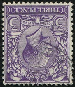 3d SG 423wi 'WMK. INV' VFU: Light steel CDS. (Difficult to get used). Acquired on the UK philatelic market. From the property of an English gentleman. TimeLine Auctions follows a rigorous vetting process to ensure the authentici