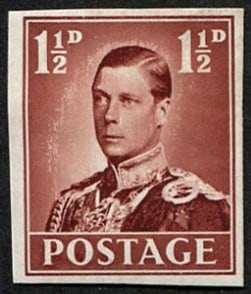 1936 K.E.VIII 'ACCESSION' ESSAY 1 1/2d IMPERF IN 'BROWN': (DESIGN TYPE 'A' wmk.'GVR') U/M, superb fresh with a slight 'dry print' variety. (c. ?1,500). Acquired on the UK philatelic market. From the property of an English gentleman. TimeLine Auctions follows