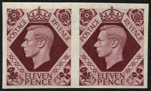 1937 11d SG 474a IMPERF 'IMPRIMATUR' PAIR U/M (1 of 1)