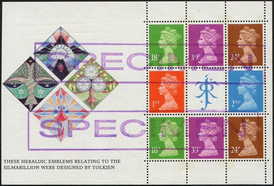 1992 Tolkien ?6 booklet SG Dx14 MIXED VALUE PANE (1 of 1)