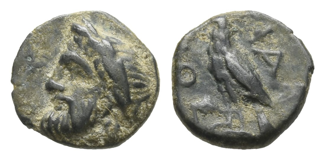 Bithynia, Tium AE 10mm.: Circa 350-300 BC. Laureate head of Zeus to left / TIANO?, eagle standing to left with closed wings. SNG T?bingen 2151. Tium is known as the birthplace of Philetaeros, the founder of the royal dynasty 