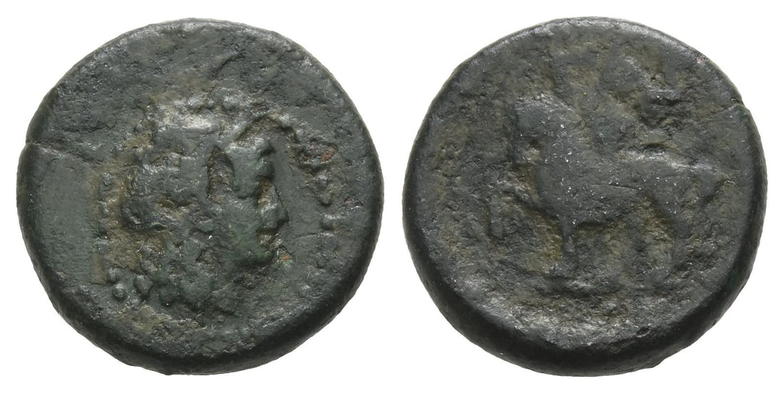 Troas, Gargara AE 17mm.: Circa 400-284 BC. Laureate head of Apollo to right; c/m: bucranion(?) / ???, horse prancing to left. SNG Copenhagen 332; SNG von Aulock -; Obolos 38, 241 (hammer: 333 GBP). 4.03gr, 17mm, 1h. Near Very
