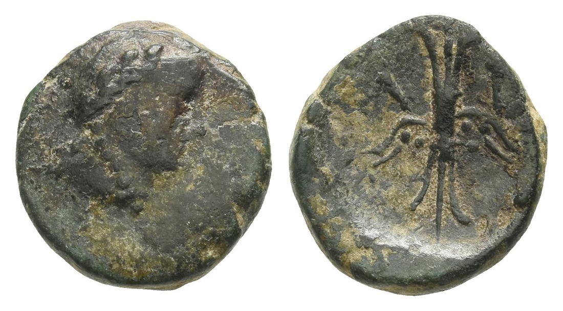 Lycia, Limyra AE 13mm.: Circa 200-168 BC. Laureate head of Apollo to right / ?-?, winged thunderbolt. BMC 1-2, pl. XIII, 3. 1.82gr, 13mm, 6h. Very Fine. Extremely rare city; no other examples on CoinArchives. Acquired on the