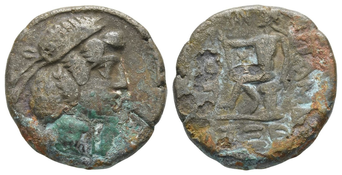 Kings of Characene, Attambelos IV BI(?) Tetradrachm.: Dated SE 365 (AD 53/4). Charax-Spasinu mint. Diademed head to right, without beard / Herakles seated to left on rock, holding club; T?? (date) in exergue. 14.54gr, 27mm, 12h. Near Very Fine. Property 
