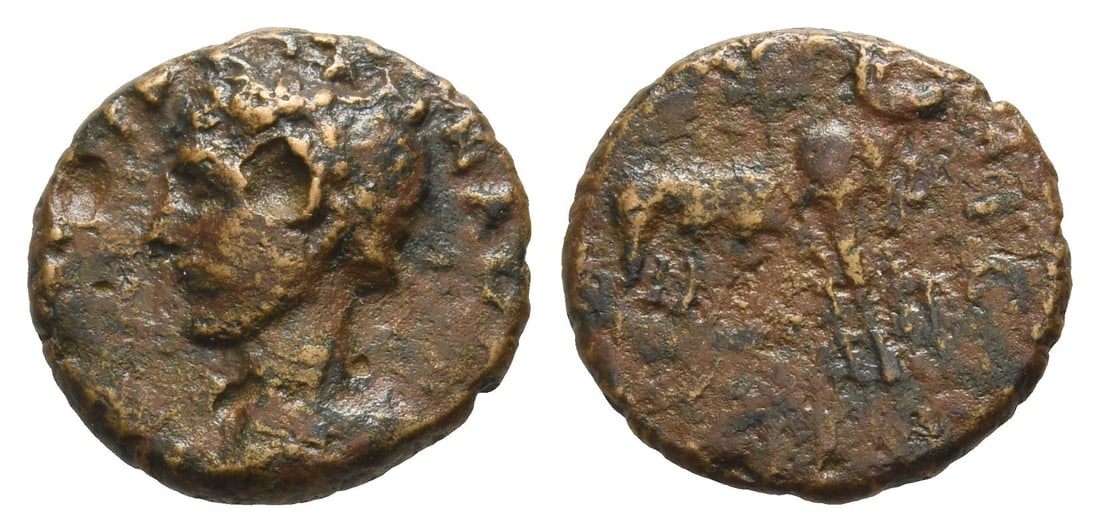 Hadrian AE 14mm of Parium, Mysia.: AD 117-138. [IMP CAES TR HADRIANVS], laureate and cuirassed bust to left / IANVS AVG C G I P, founder ploughing with two oxen to right. RPC III, 1539. 1.91gr, 14mm, 6h. Near Very Fine. Very rare. Acqu