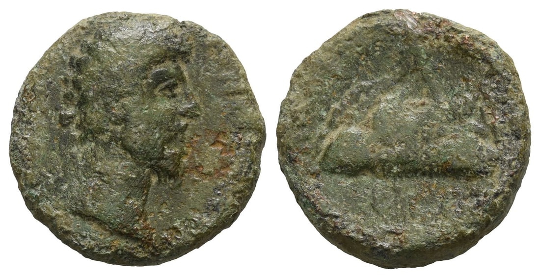 Lucius Verus AE 21mm of Caesarea, Cappadocia.: AD 161-169. Laureate head to right / Mount Argaeus surmounted by conical top. Cf. RPC IV.3 Online 8010 (dated RY 5). 8.27gr, 21mm, 11h. Good Fine. Acquired on the European coin market. Property of a K
