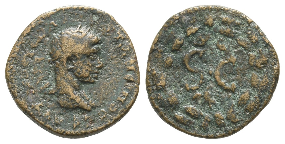 Elagabalus AE 20mm of Antioch, Seleucis and Pieria.: AD 218-222. AVT KAI M A ANT?N?INOC C? (or similar), laureate head to right / S?C; ? ? above, eagle below; all within wreath. Cf. RPC VI Online 8045 (temporary). 5.29gr, 20mm, 1h. Near Very Fine. Purch