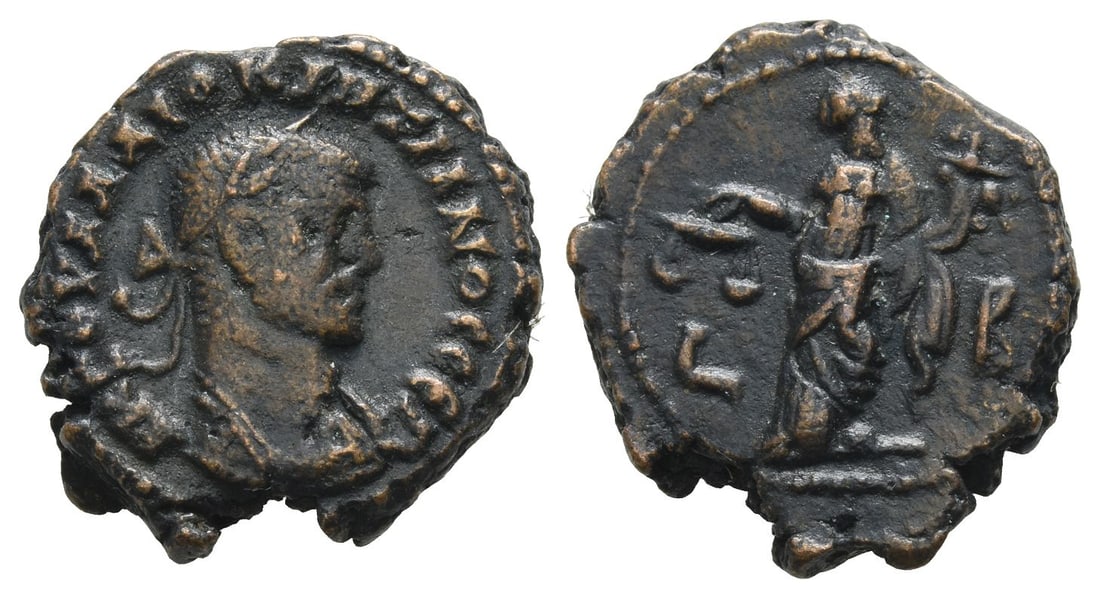 Diocletian BI Tetradrachm of Alexandria, Egypt.: Dated RY 2 (AD 285/6). ? ? ? ???? ???????????? ???, laureate and cuirassed bust to right / Dikaiosyne standing facing, head to left, holding scales and cornucopia; L B (date) across fields. RPC X Onli