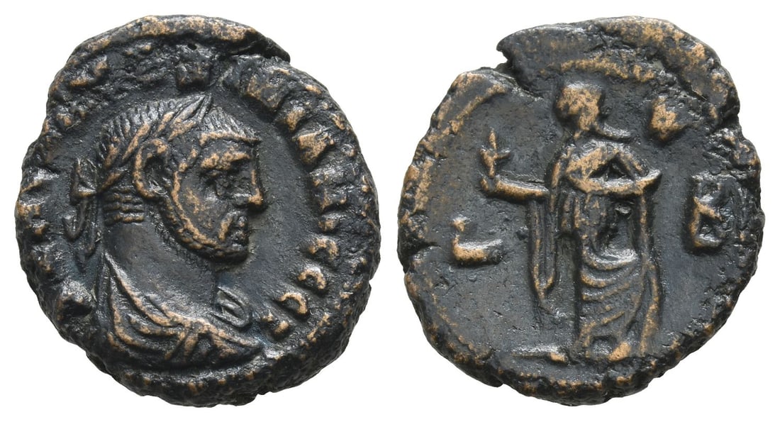 Maximian BI Tetradrachm of Alexandria, Egypt.: Dated RY 2 (AD 286/7). ? ? ? ??? ?????????? ???, laureate, draped and cuirassed bust to right / Elpis advancing to left, holding flower and raising skirt; star in right field, L B (date) across fields