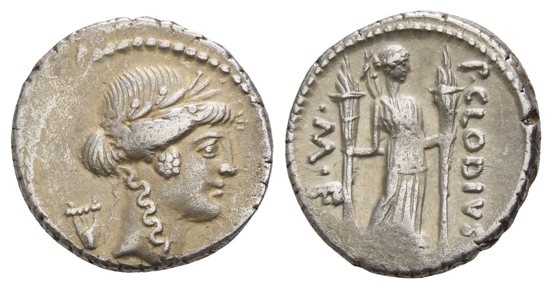P. Clodius M. f. Turrinus AR Denarius. (1 of 1)