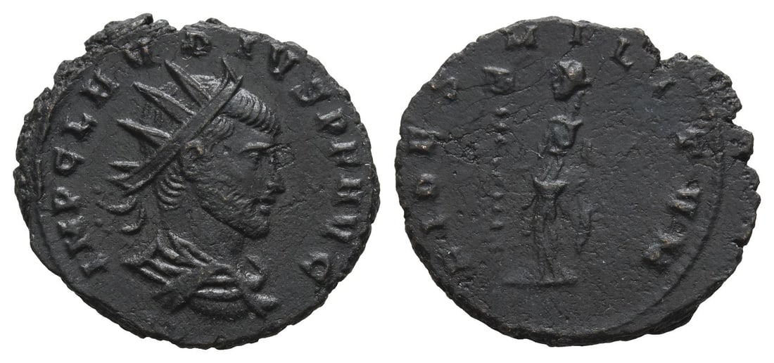 Claudius II Gothicus BI Antoninianus.: AD 270. Cyzicus mint. IMP CLAVDIVS P F AVG, radiate, draped and cuirassed bust to right; [two pellets? below] / FIDES MILITVM, Fides standing facing, head to left, holding standard and transverse scep